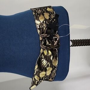 Reversible Metallic Gold and Black Lace Wide Belt 80s Vibe New